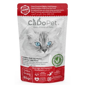 CADOPET POUCH SIĞIR ETLİ YETİŞKİN YAŞ KEDİ MAMASI 85 GR (GRAİN FREE)