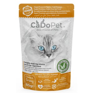 CADOPET POUCH TAVUKLU YETİŞKİN YAŞ KEDİ MAMASI 85 GR (GRAİN FREE)