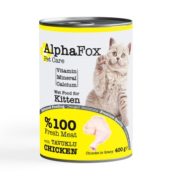 ALPHA FOX YAVRU KEDİ KONSERVE 400 GR - TAVUKLU (KÜP)
