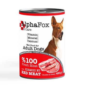 ALPHA FOX YETİŞKİN KÖPEK KONSERVE 400 GR - KIRMIZI ETLİ (KÜP)